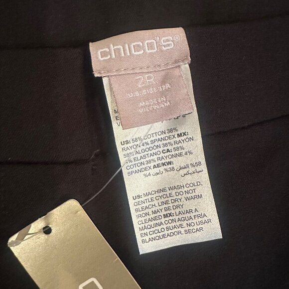 CHICOS WOMENS 2R BLACK PANTS NEW US SIZE 12 COMFORT WAIST STRAIGHT LEG - Picture 6 of 8